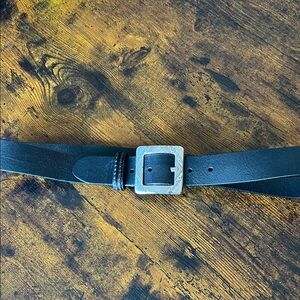 Brighton Black Leather Belt with Silver Buckle